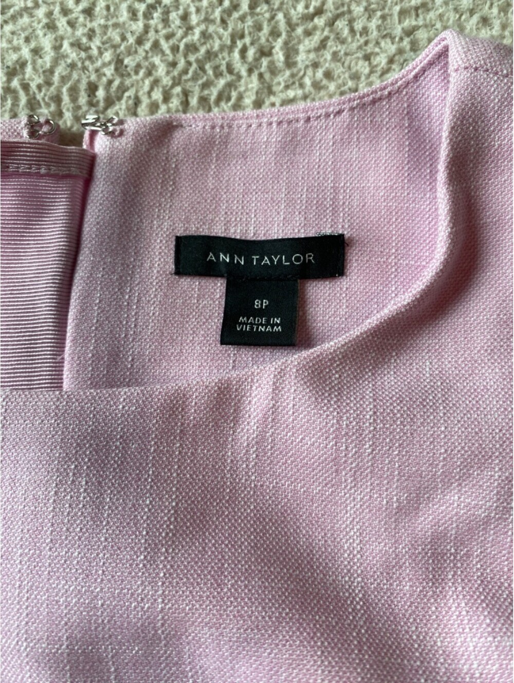 Ann Taylor Pastel Pink Slub Weave Dress Women's Petite 8P Cool Fabric LINED - Picture 3 of 10